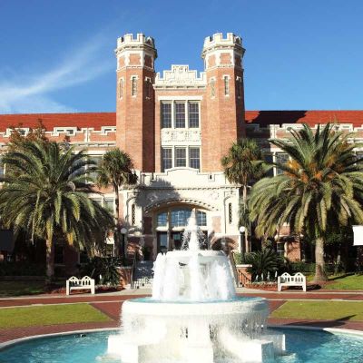 ASU building and waterfall