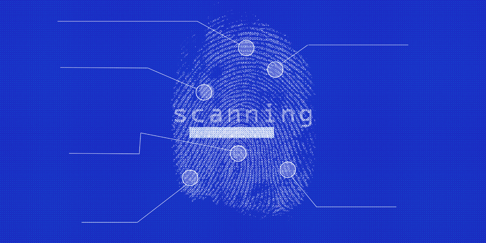 Fingerprint with text scanning overlayed identity security concept