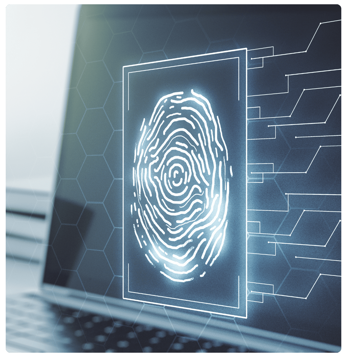Laptop with fingerprint CIAM concept